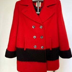 Hudson’s Bay Company Red and Black Double-Breasted Pea Coat